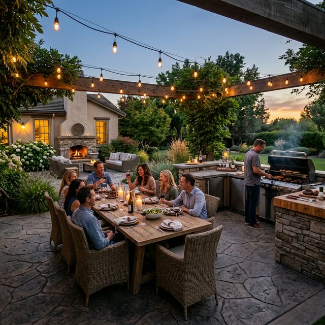 Stamped concrete patio with natural stone pattern in Seaforth